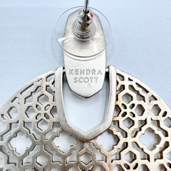 Kendra Scott Didi Silver Tone Earring Lattice Statement Moroccan Inspired Big - Picture 4 of 10